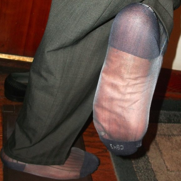 2PR Men's Sheer Char/Navy Thick N Thin with Pattern, Cap Toe & Heel Socks 10-13 - Picture 13 of 13